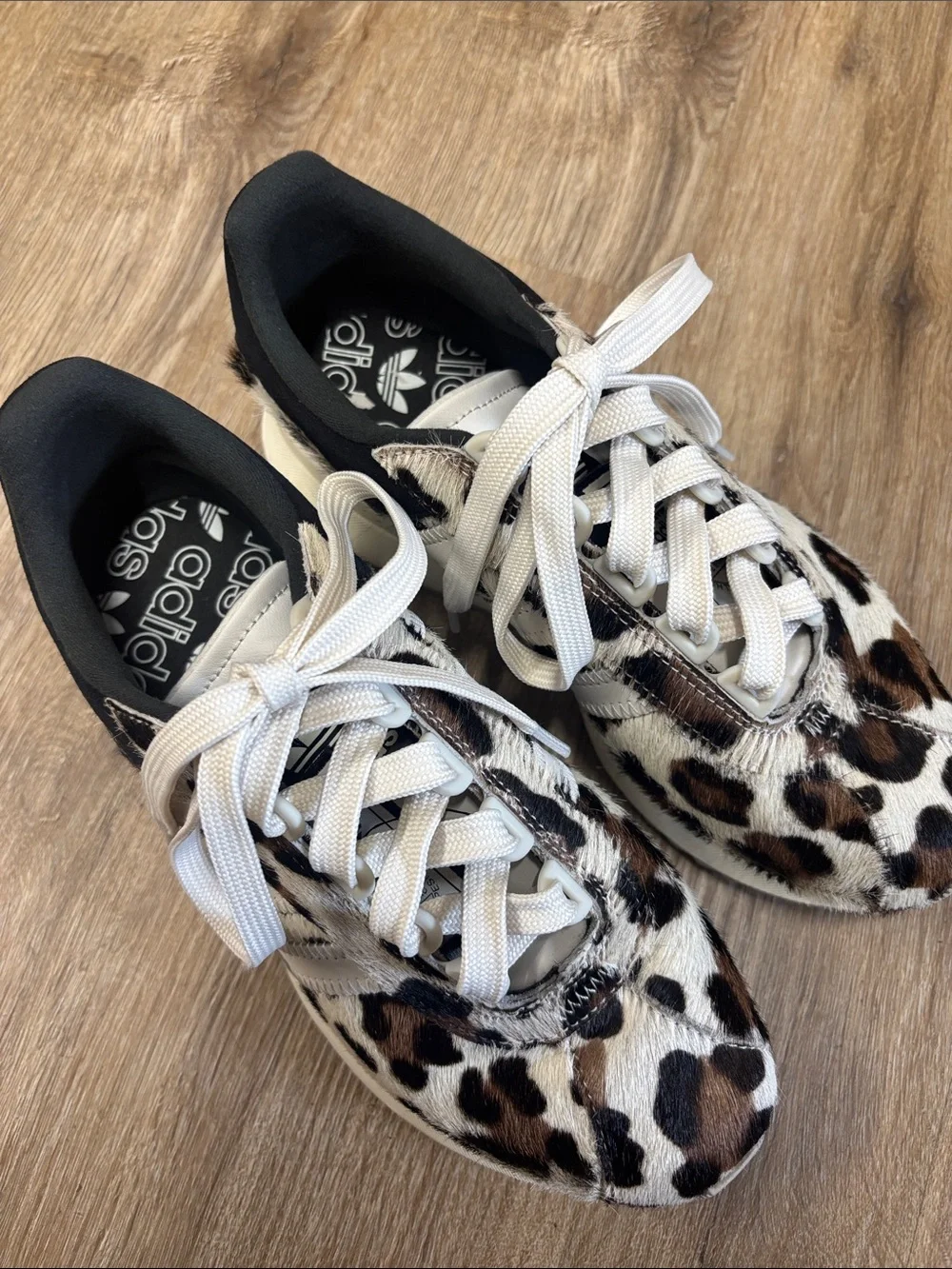 adidas Leopard Print Sneakers in Black, Brown & Cream